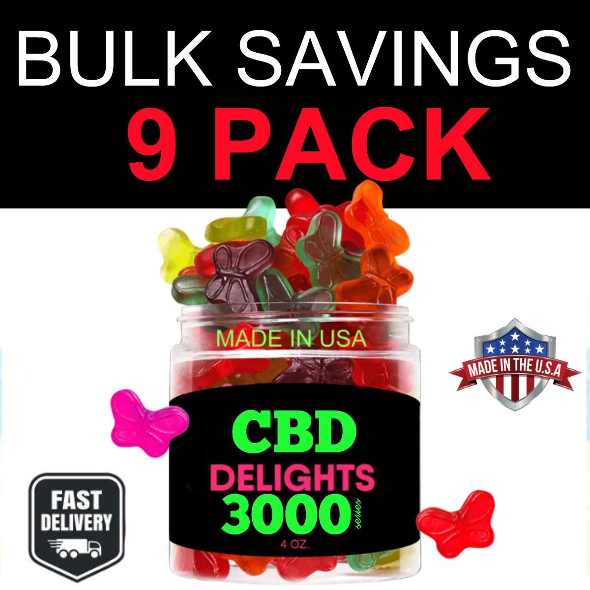 9 PACK BUTTERFLY SHAPED CBD INFUSED GUMMIES